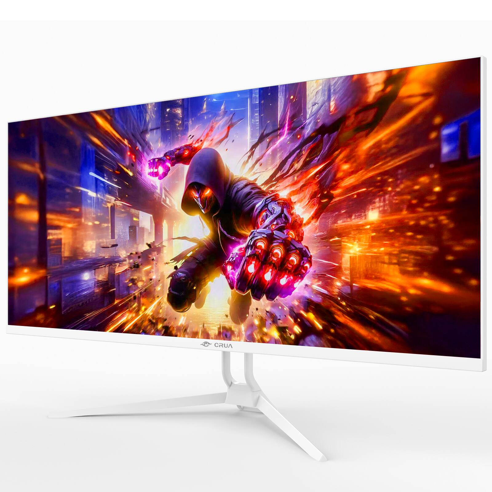 Alt View 2. CRUA - 34" WQHD 165Hz Utrawide Gaming Monitor,3440x1440 21:9 IPS Gaming Monitor,Build-in Speakers,120% sRGB,AMD FreeSync,HDMI & - White.