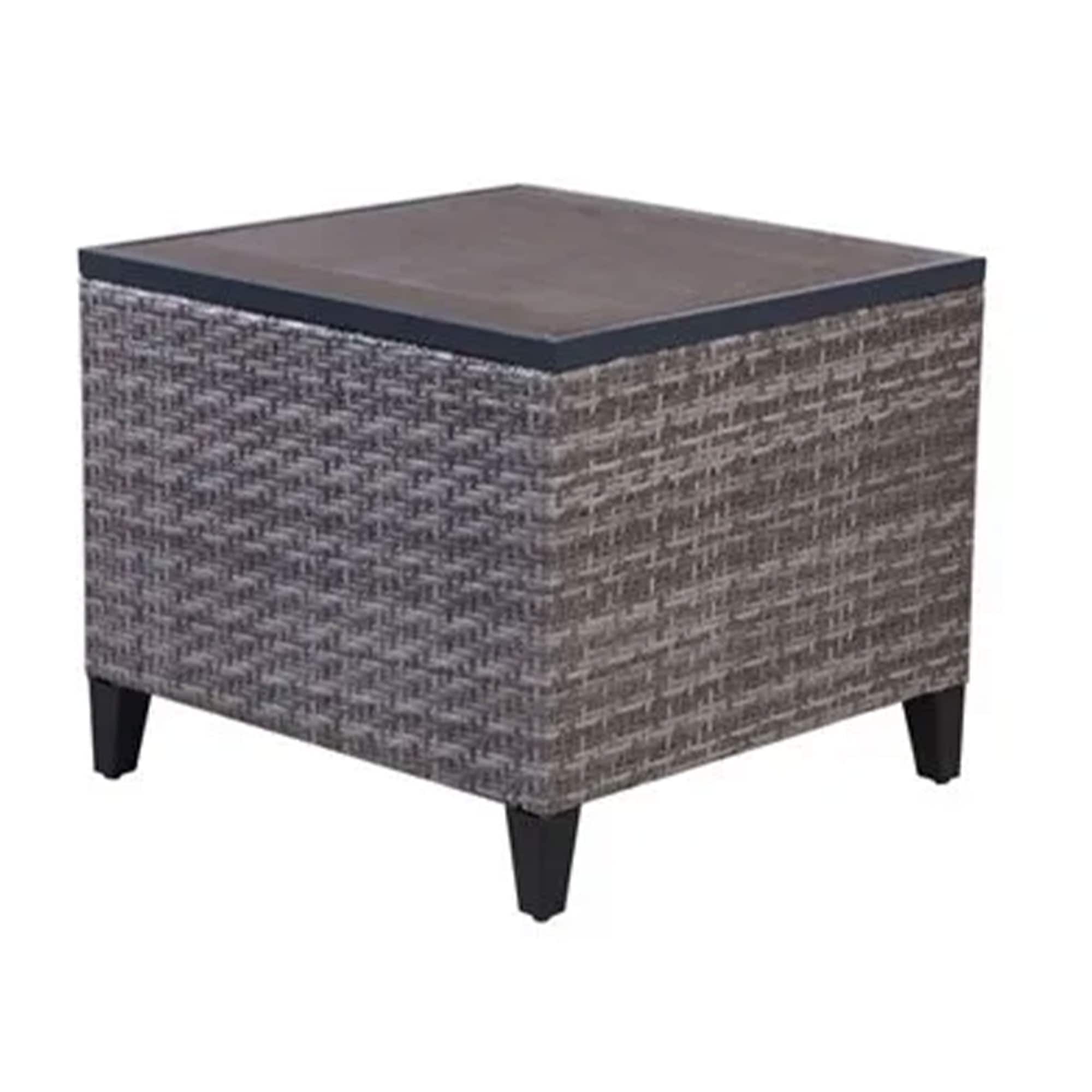 Four Seasons Courtyard - Serronova Faux Wood Top Aluminum Side Table - Light Gray