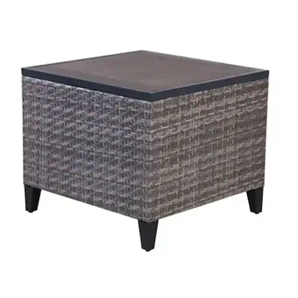 Front. Four Seasons Courtyard - Four Seasons Courtyard Serronova Faux Wood Top Aluminum Side Table, Light Gray - Light Gray.