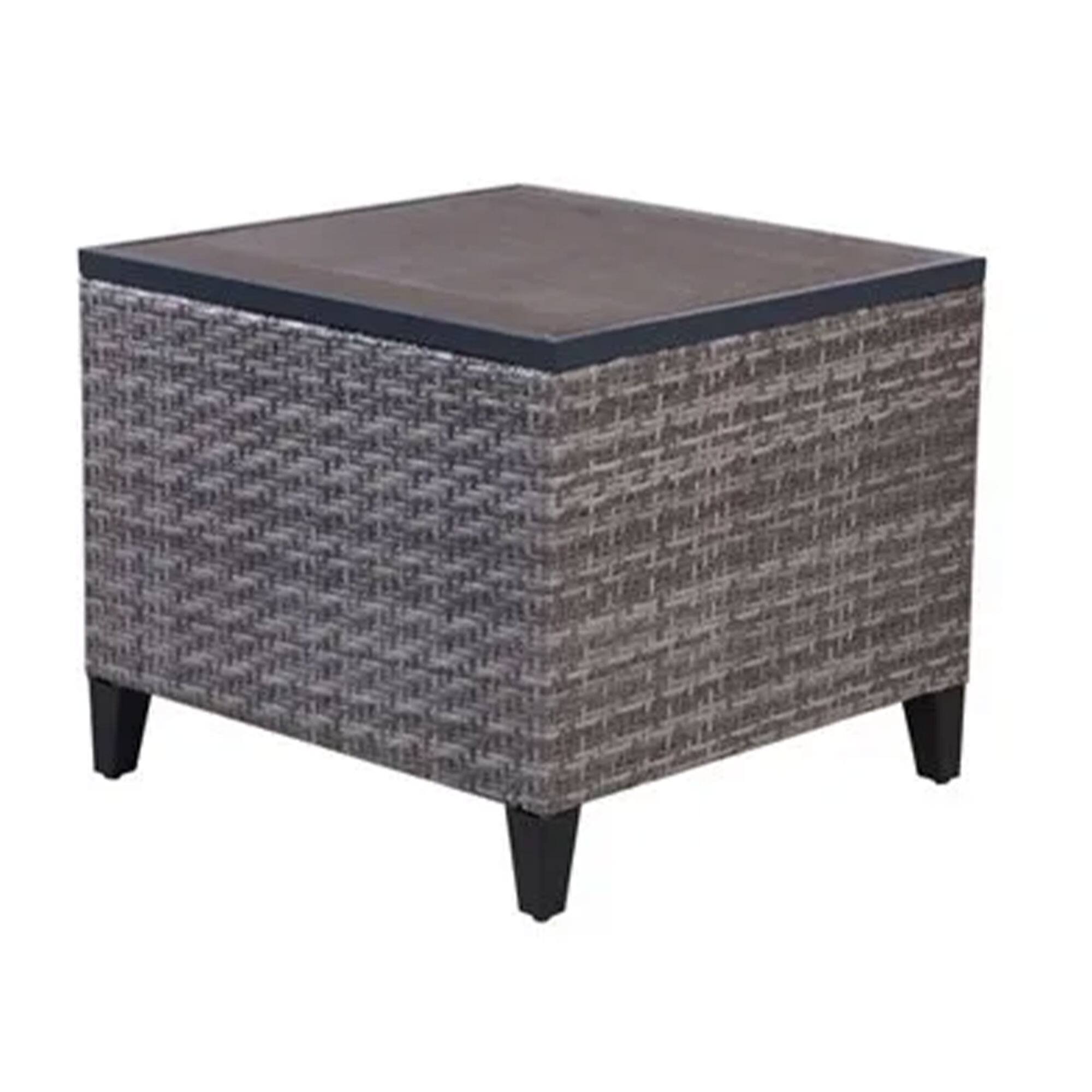 Front. Four Seasons Courtyard - Four Seasons Courtyard Serronova Faux Wood Top Aluminum Side Table, Light Gray - Light Gray.