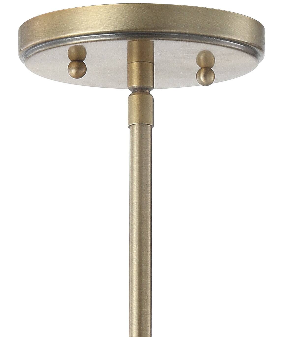 Alt View 4. Jonathan Y - Bleecker 7.75" Metal/Glass Globe LED Pendant, White/Brass - White/Brass Gold.
