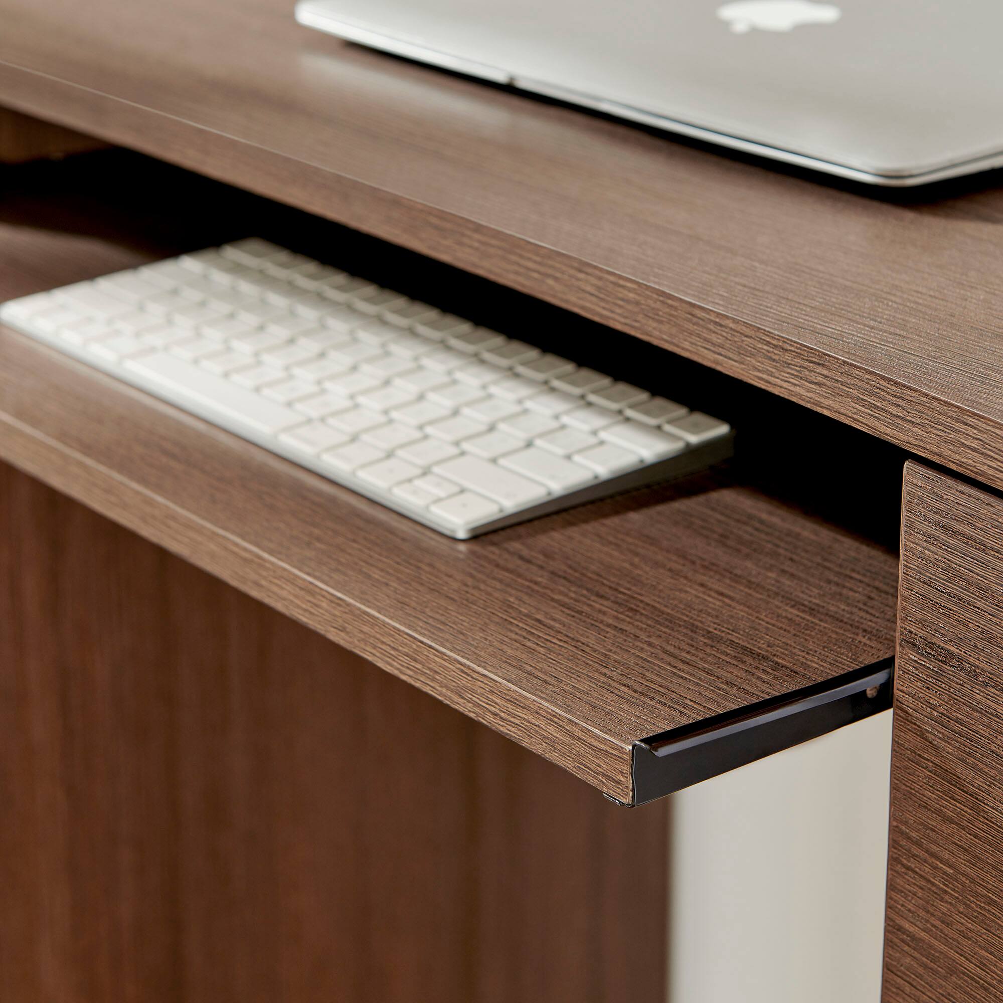 Alt View 1. Modway - Mirae 55" 6-Drawer Curved Office Desk by Modway - Brushed Brown Oak.