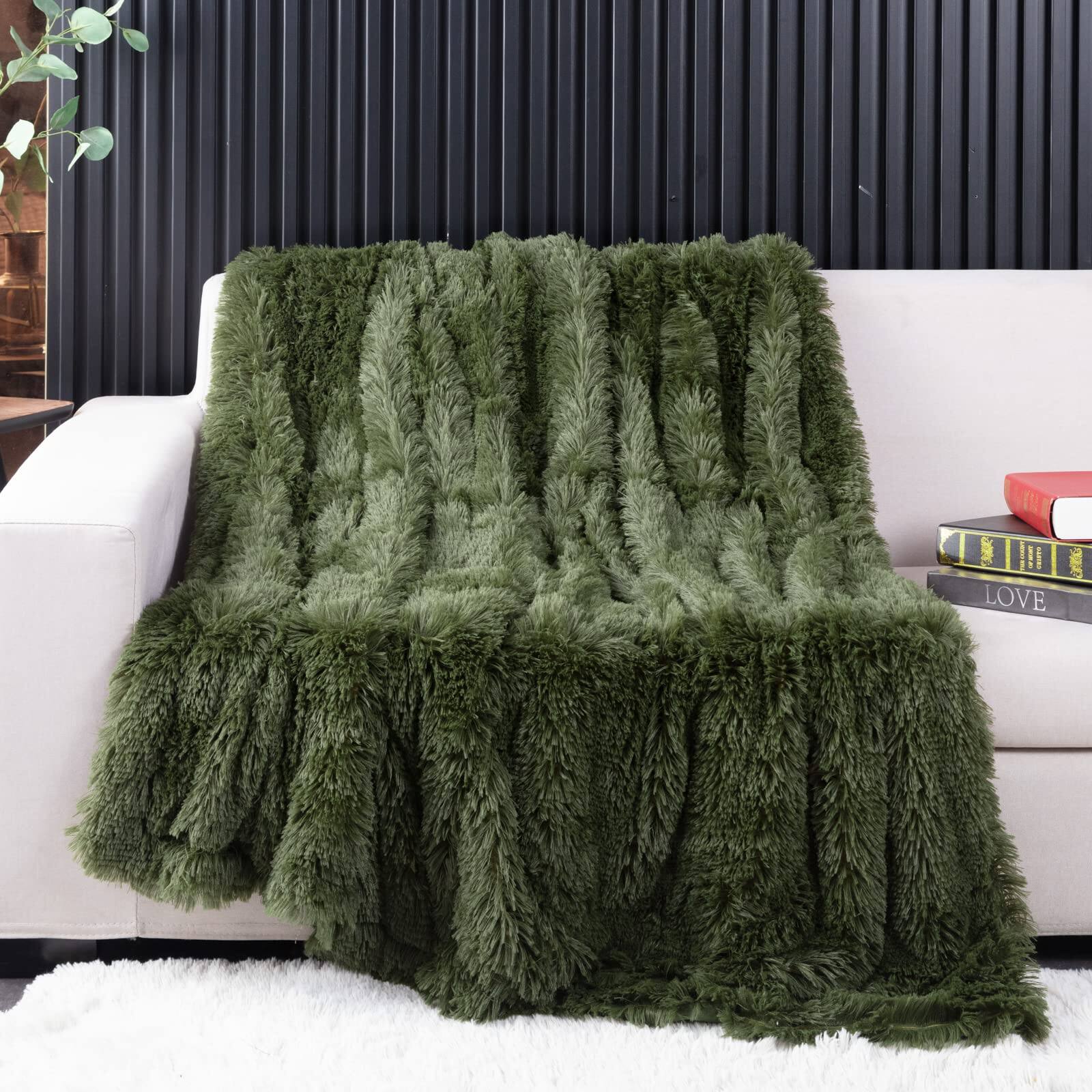Alt View 1. NICHOLAS KLEIN - Olive Faux Throw Blanket 2 Layers 50" X 60" Cozy Plush Fluffy Furry Fuzzy Warm Cute Shaggy For Fall Bed Liv... - Grey Queen90" x 90".