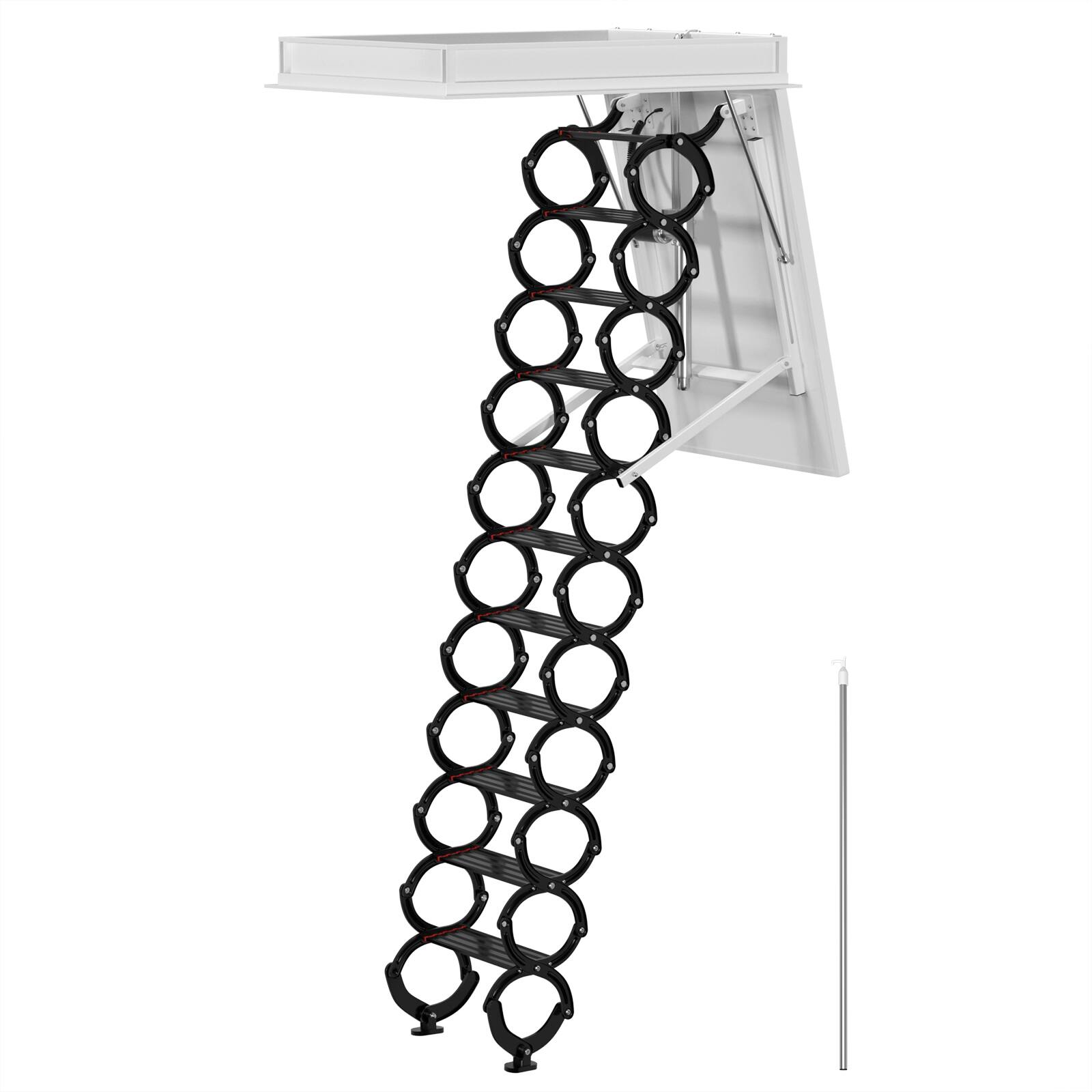 Alt View 1. Topteng - 11-Step Electric Attic Ladder - Automatic Folding, 660lb Capacity, Aluminum Alloy, for Loft & Roof Access - Black.