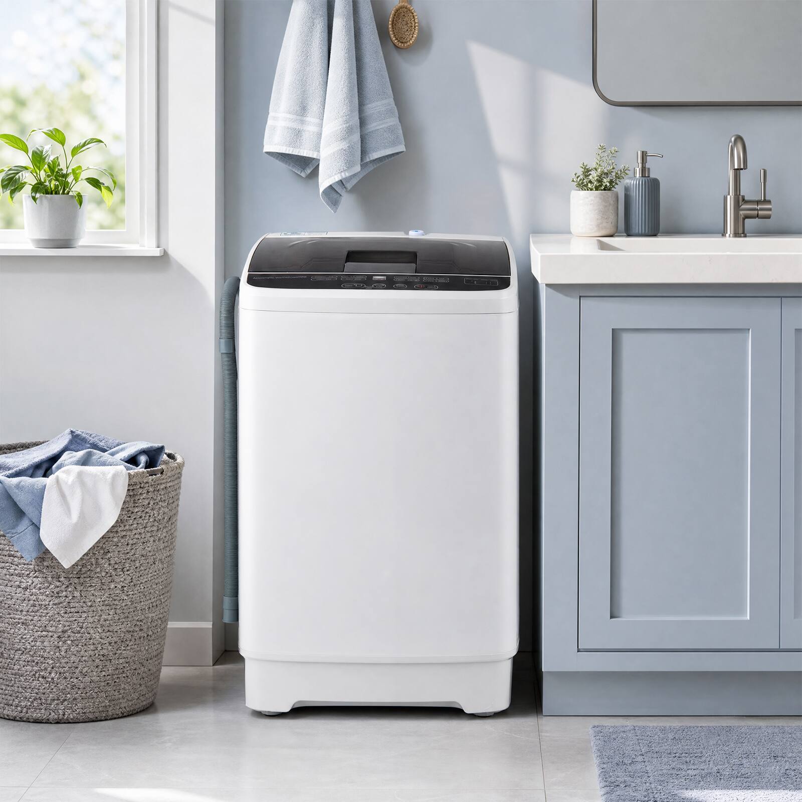 Alt View 1. Costway - Costway 7.7 lbs Full Automatic Washing Machine with 8 Preset Programs, 6 Water Levels - White.