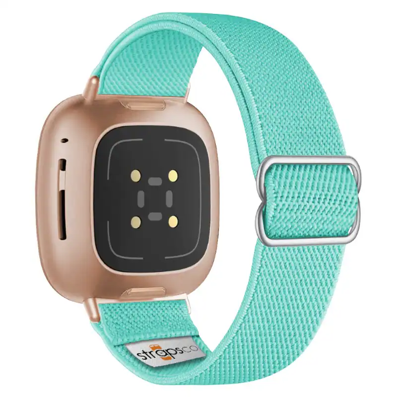 StrapsCo Nylon Stretch Watch Band Strap For Fitbit Sense Mint Rose strapsco-nylon-stretch-watch-band-strap-for-fitbit-sense-mint-rose