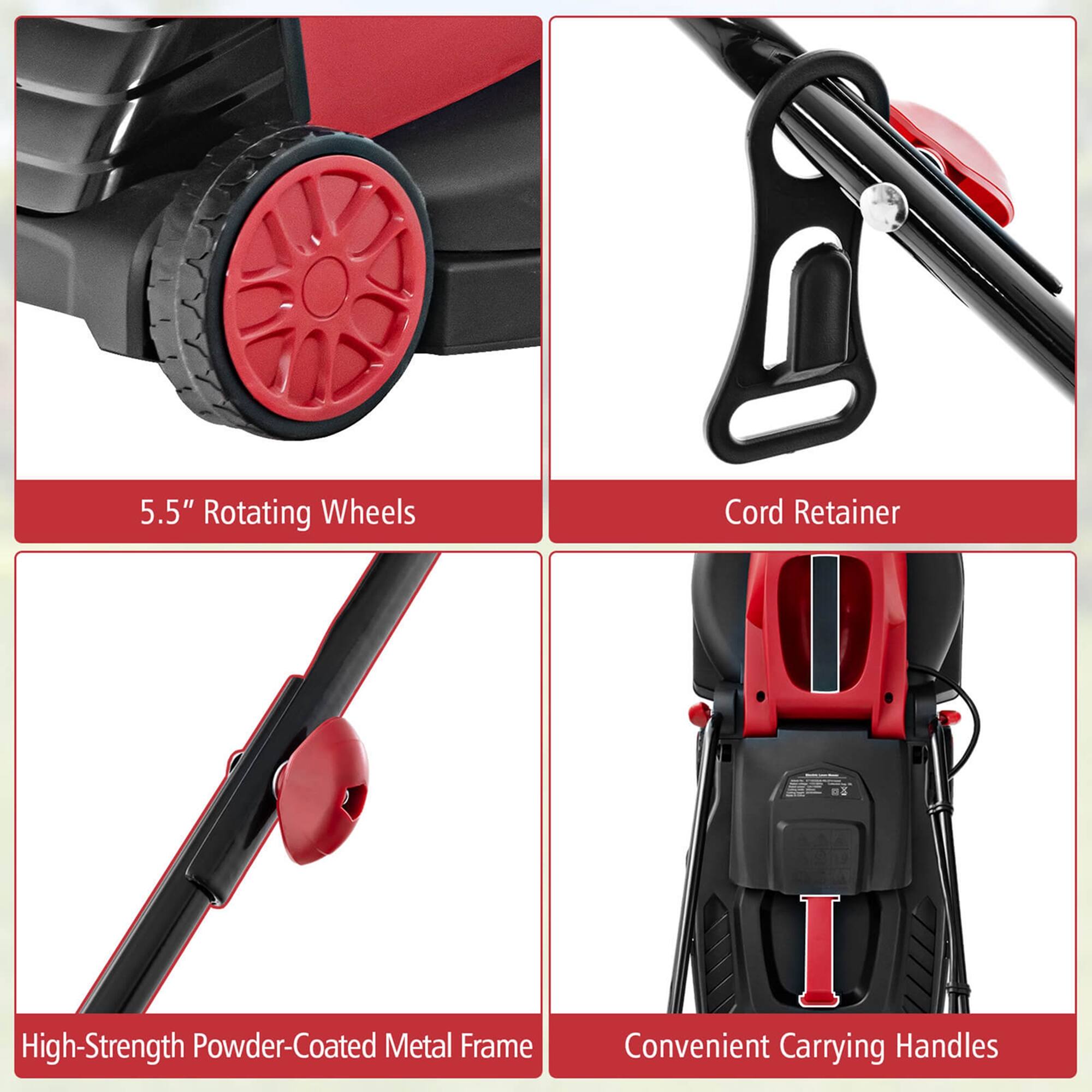 5.5" Rotating Wheels  
Cord Retainer  
High-Strength Powder-Coated Metal Frame  
Convenient Carrying Handles