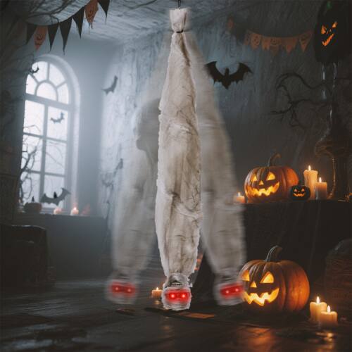 Alt View 9. Winado - 3FT Halloween Hanging Cocoon Skeleton with Motion, Sound, Scary Ghost Prop for Outdoor Yard Patio Lawn Garden Decoration - White.