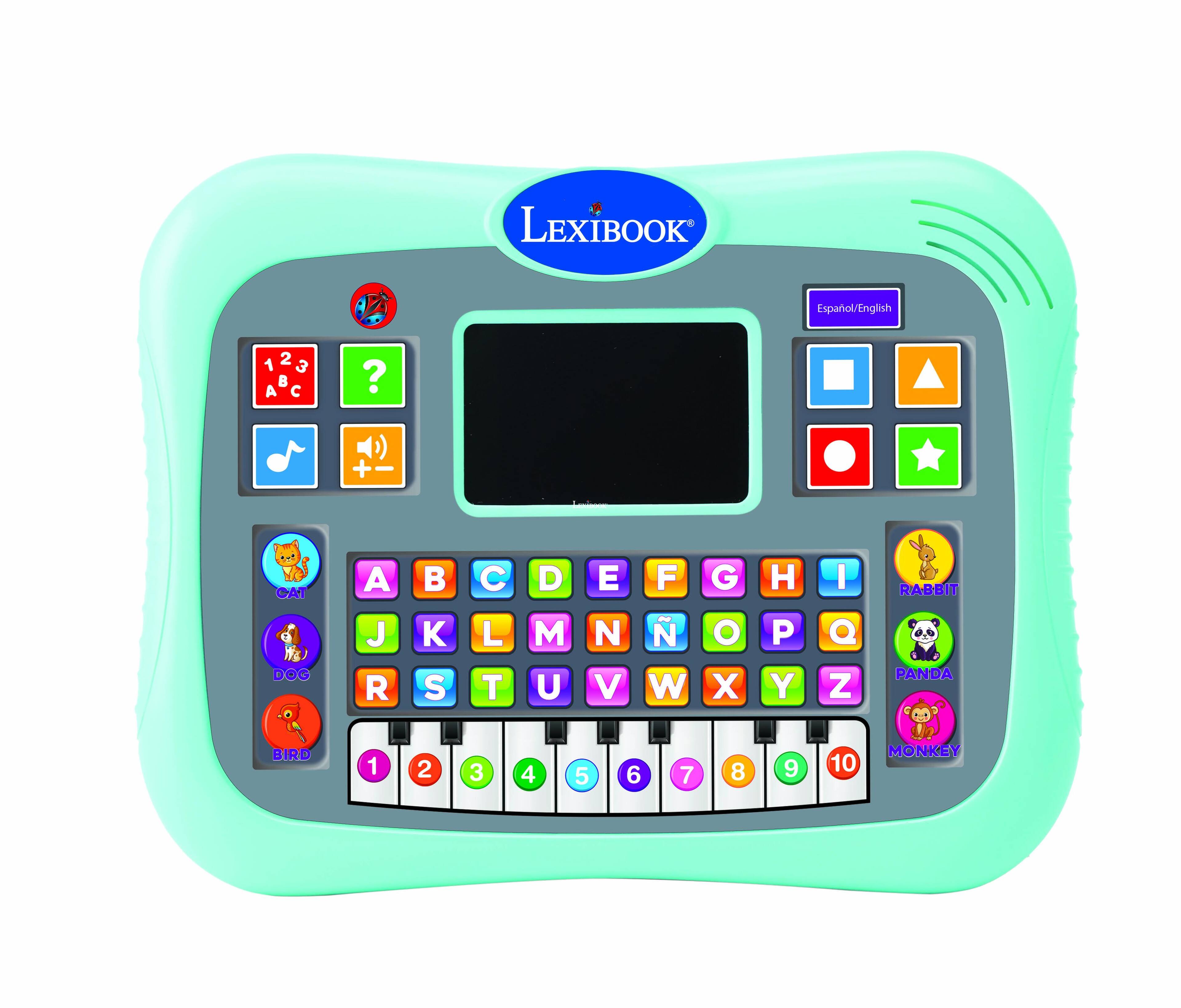 LEXIBOOK Español/English

1 2 3  
A B C  
+ CAT  
A C D E F G H I  
RABBIT DOG J R  
S L T M U N V ~  
N W O X P Y Q Z  
PANDA BIRD  
1 2 3 4 5 6 7 8 9 10  
MONKEY