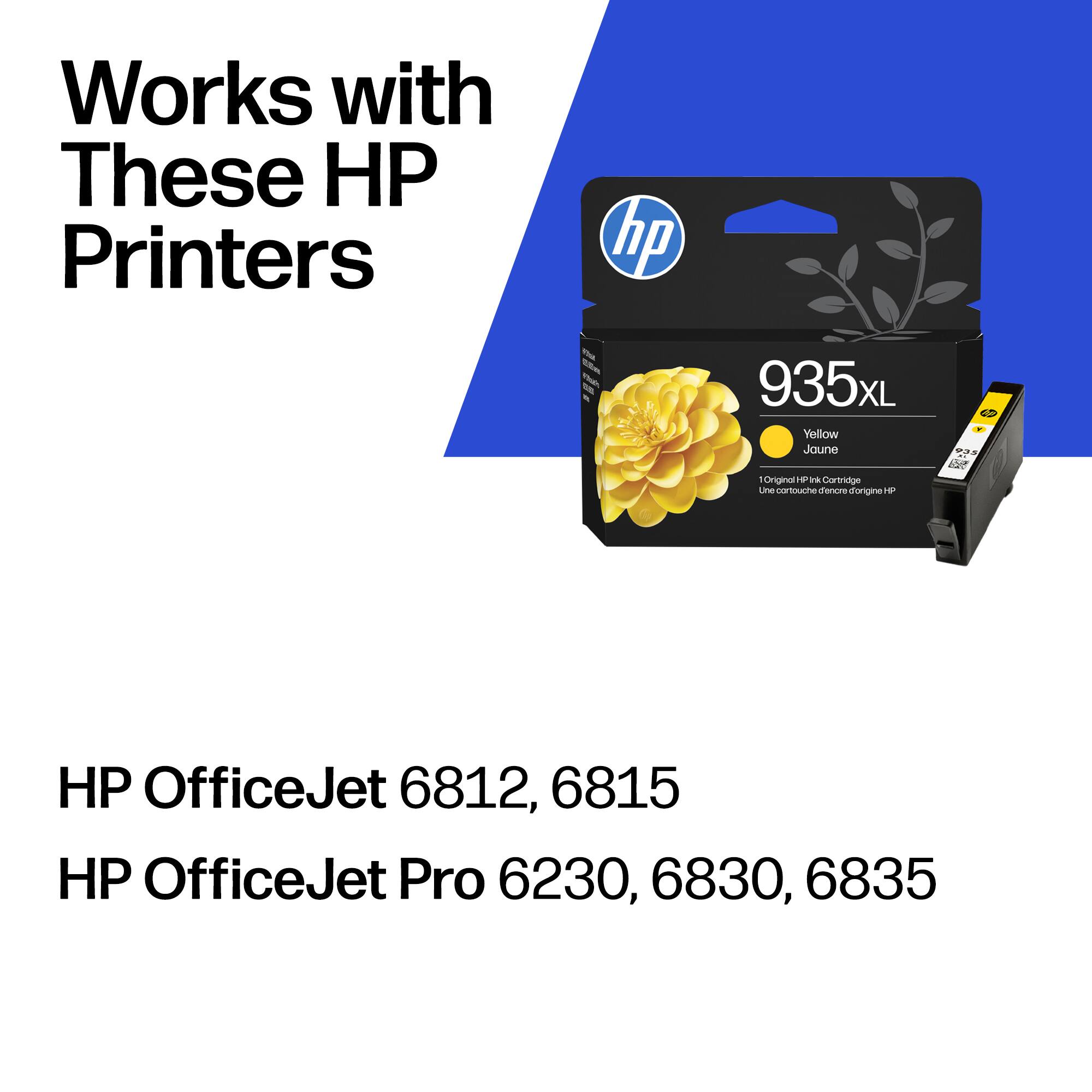 Works with These HP Printers

HP 935xL Yellow Jaune - Original i Cartridge

HP OfficeJet 6812, 6815
HP OfficeJet Pro 6230, 6830, 6835