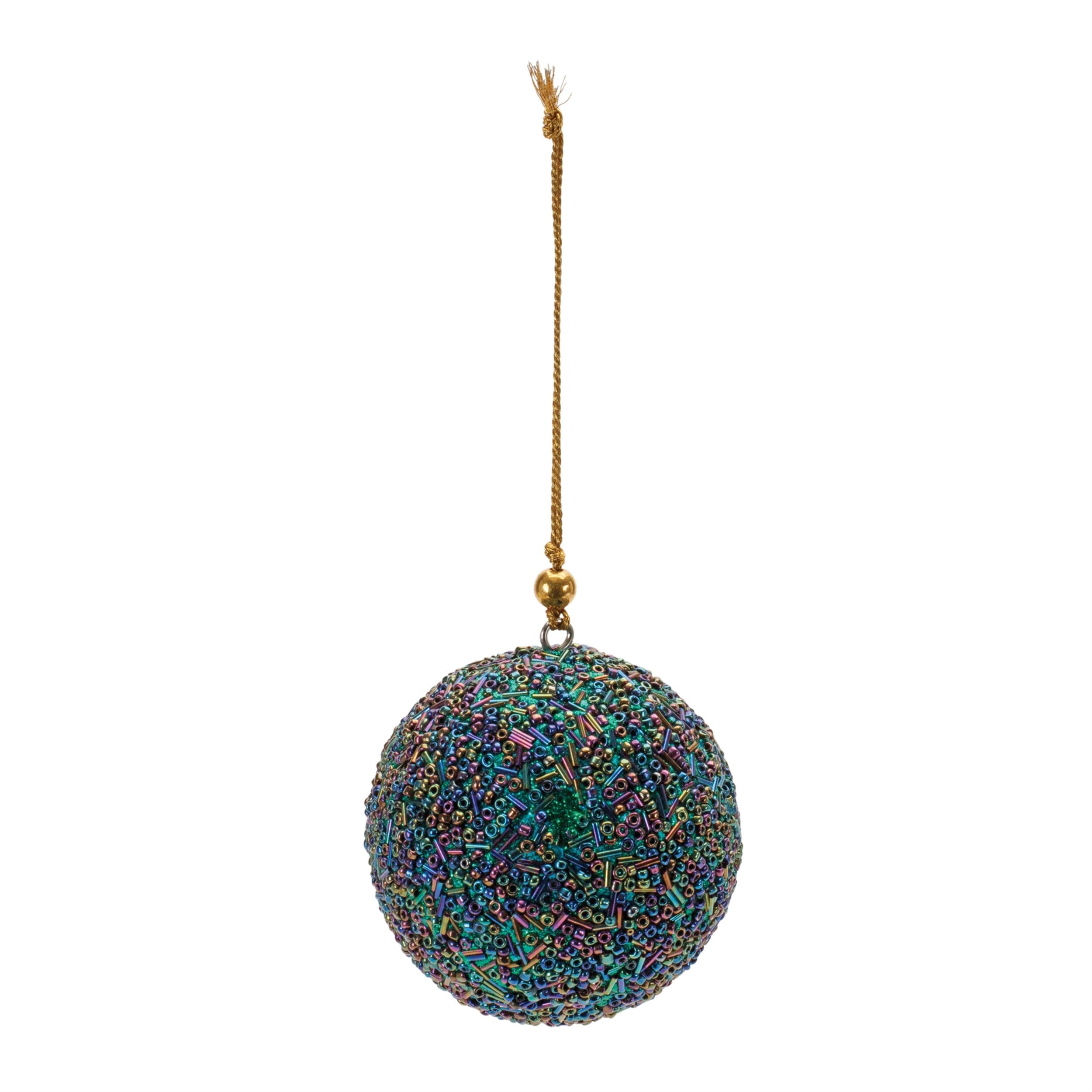 Angle. BreeBe - Rainbow Beaded Ball Ornament (Set of 12) - Blue, Purple.