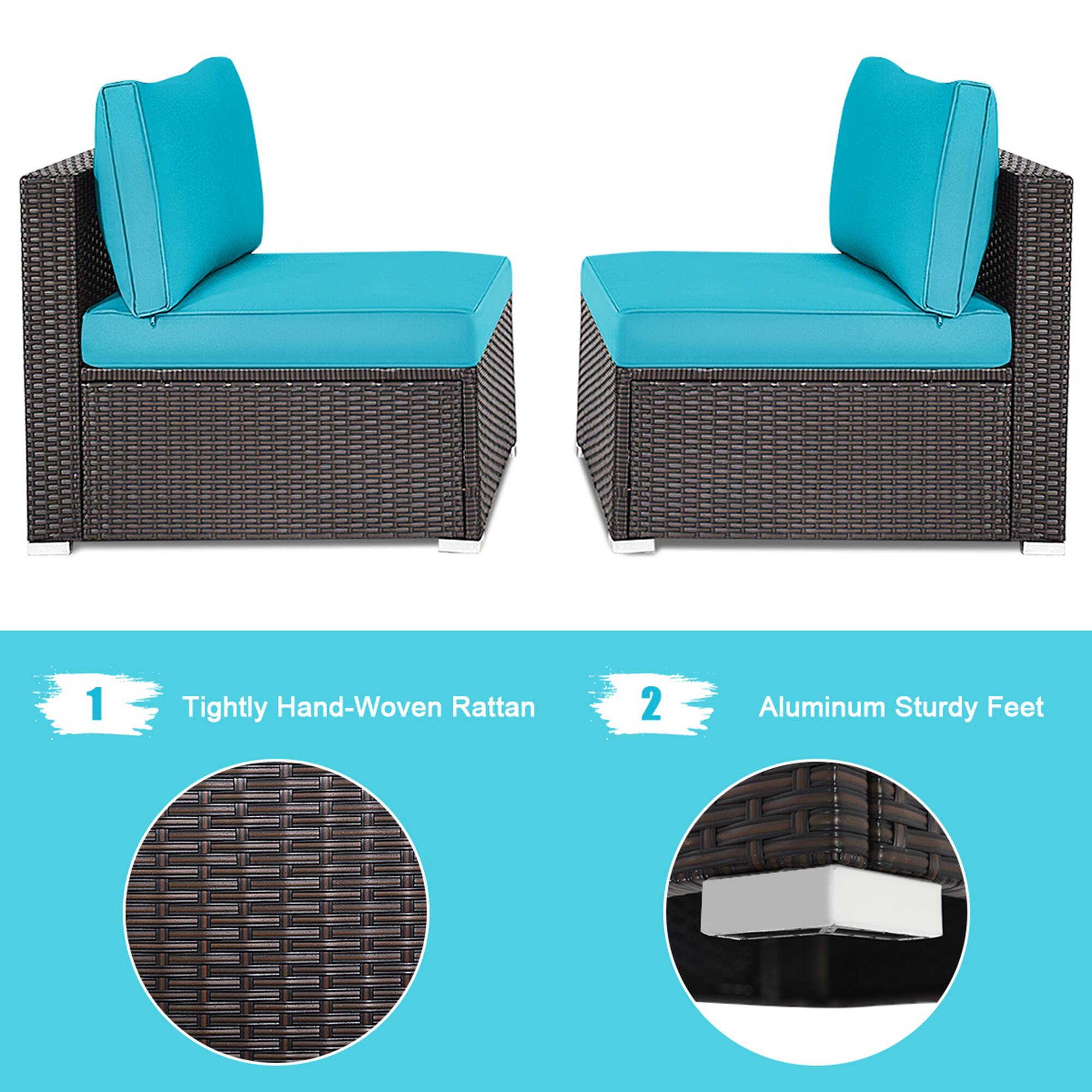 1. Tightly Hand-Woven Rattan  
2. Aluminum Sturdy Feet