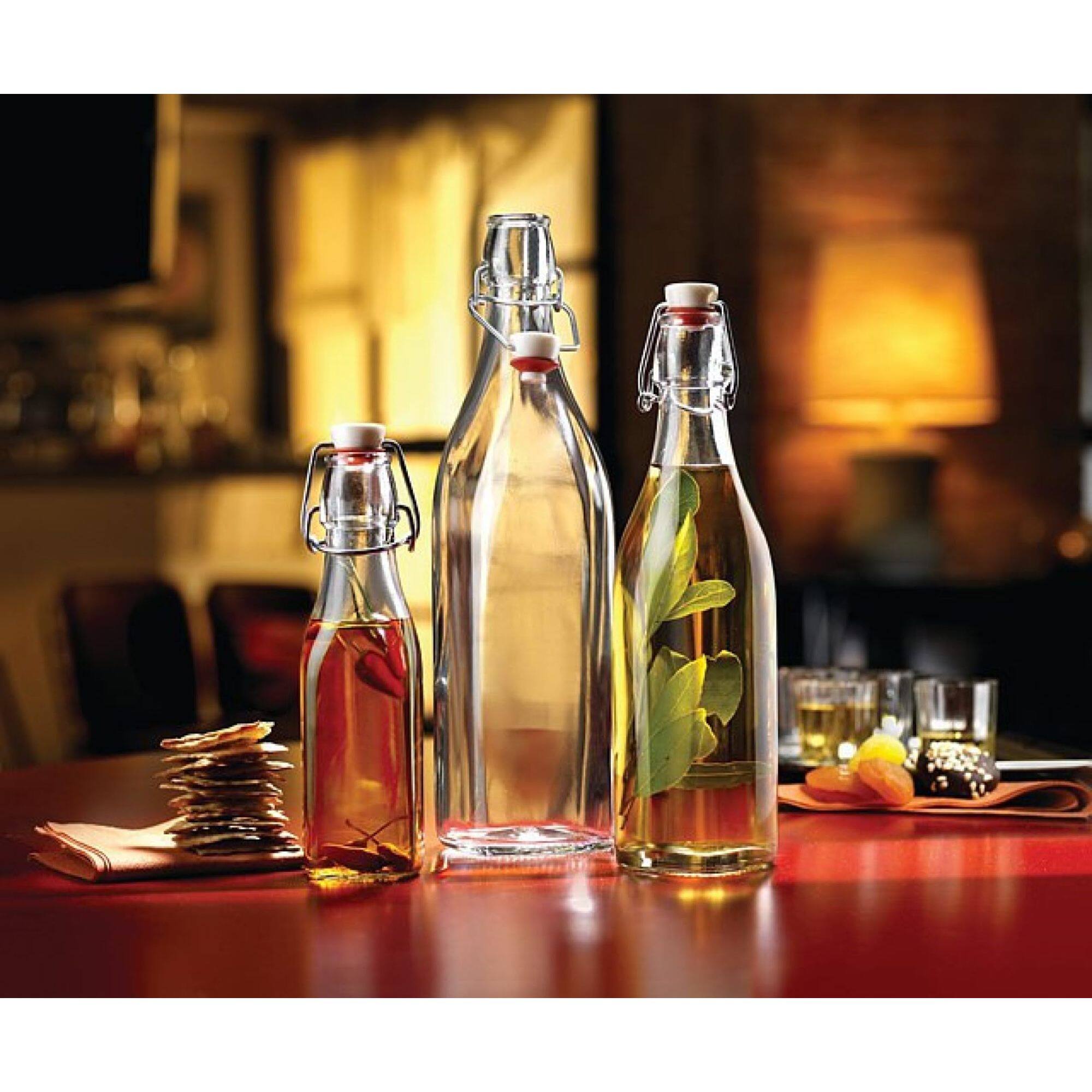 Back. Bormioli Rocco - Bormioli Rocco Swing-Top Glass Bottles, 33.75 oz, Set of 4, Airtight - Clear.