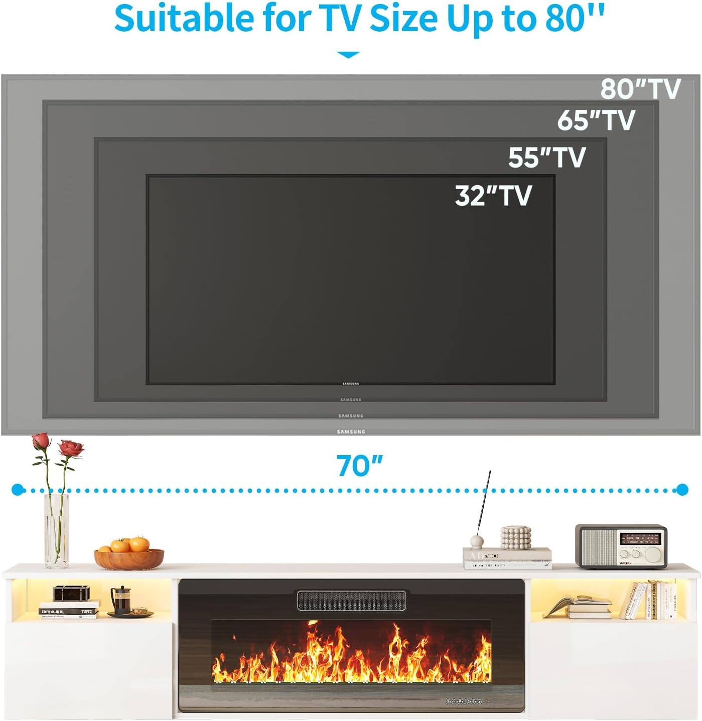 Suitable for TV Size Up to 80"

80" TV
65" TV
55" TV
32" TV

70"