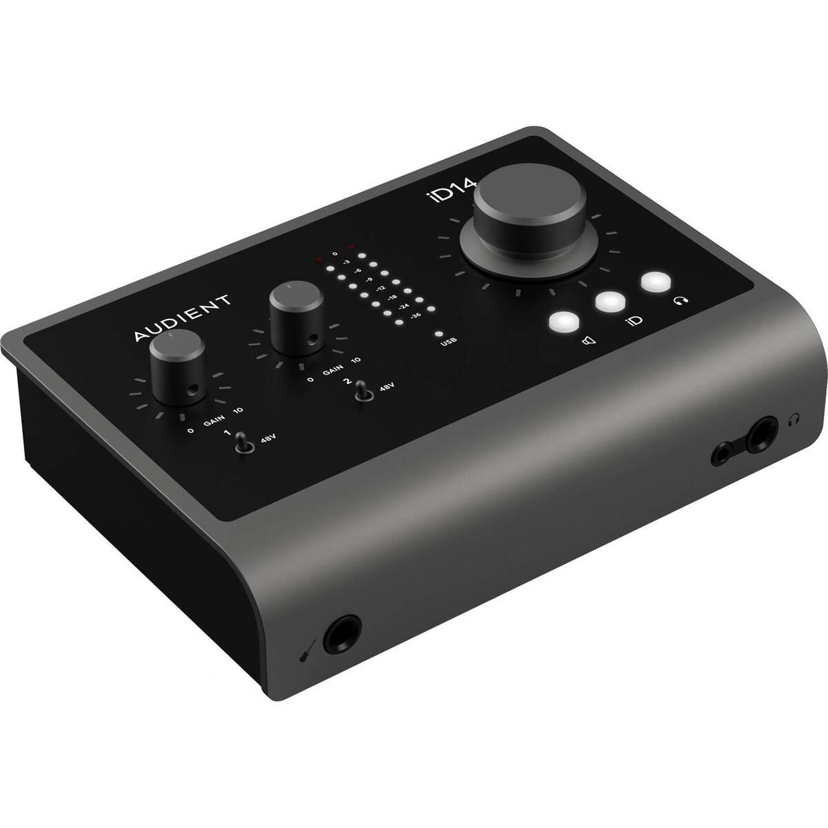 iD14

AUDIENT

10 GAIN 0 1 48V

-3 - -12 -10 -24 -36

10 GAIN 0 2 48V

USB