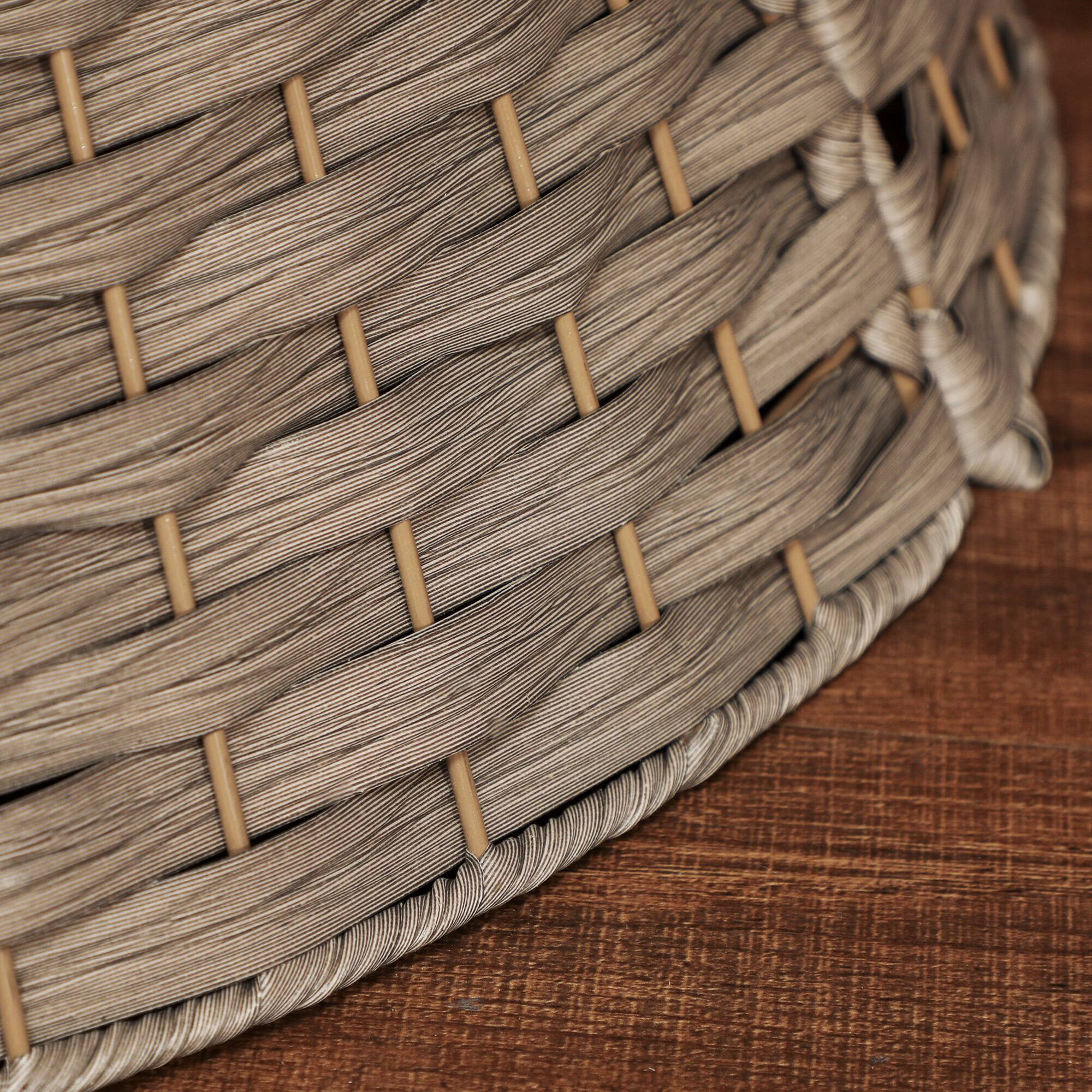 Alt View 8. Homcom - 27in Rustic Christmas Tree Collar, Plastic Woven Tree Skirt, Base Cover, Coffee - Coffee.