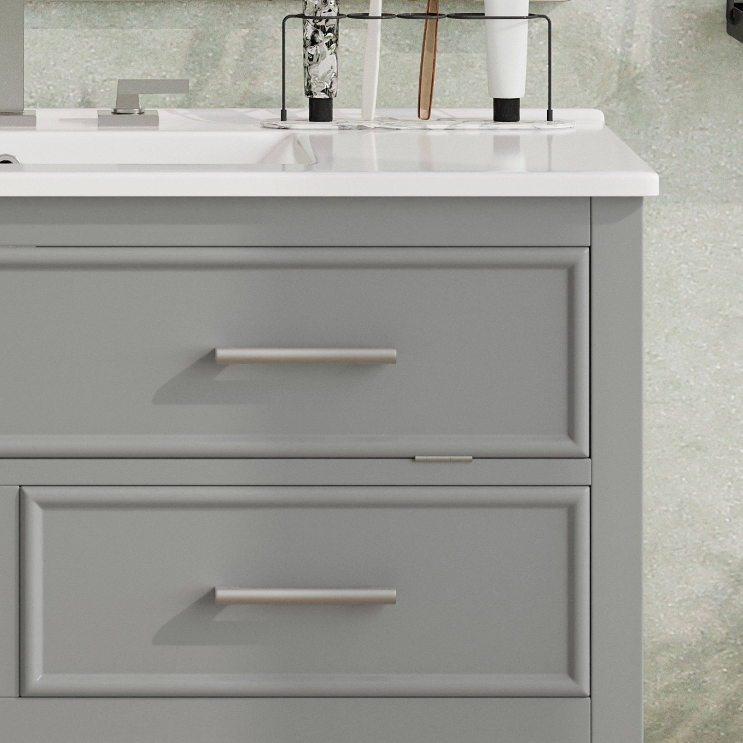 Alt View 9. Boyel Living - 36 Inch Bathroom Vanity with Ceramic Sink Tip Out Tray Full Extension Drawers Soft Close Gray - Gray.