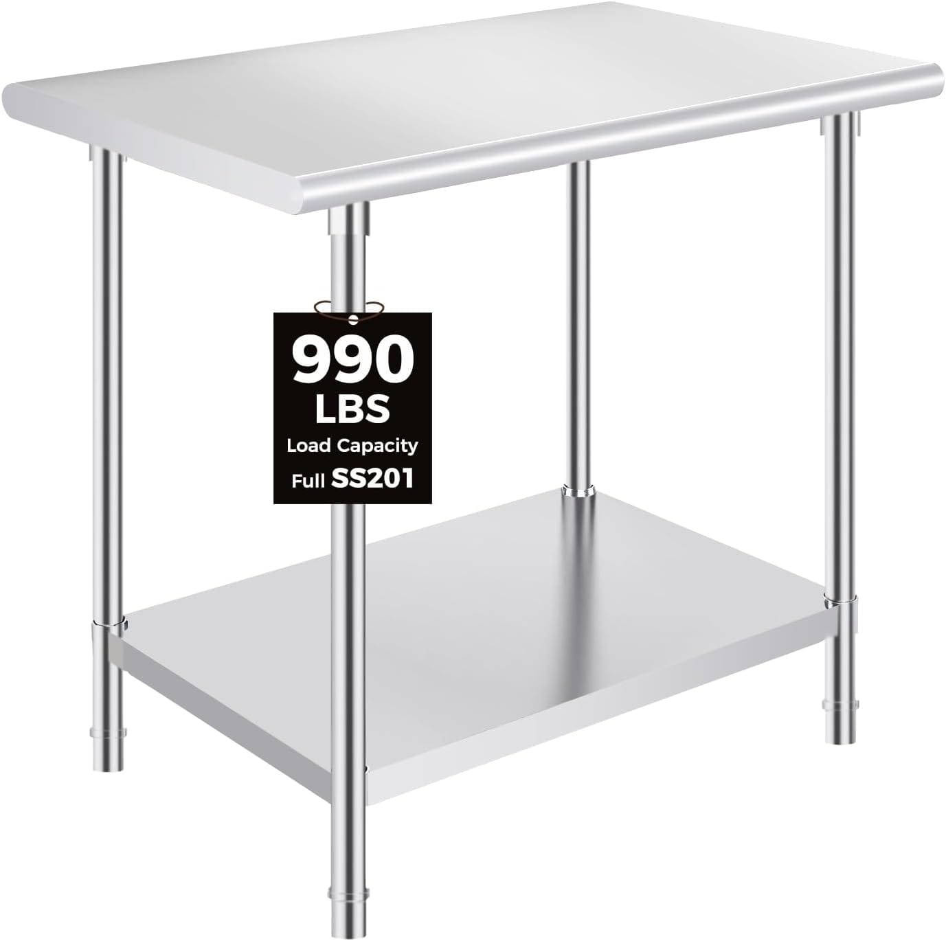 OSTBA - 24 x 36 Prep Table, NSF Commercial Heavy-Duty Work Table with Adjustable Undershelf & Feet - Stainless Steel