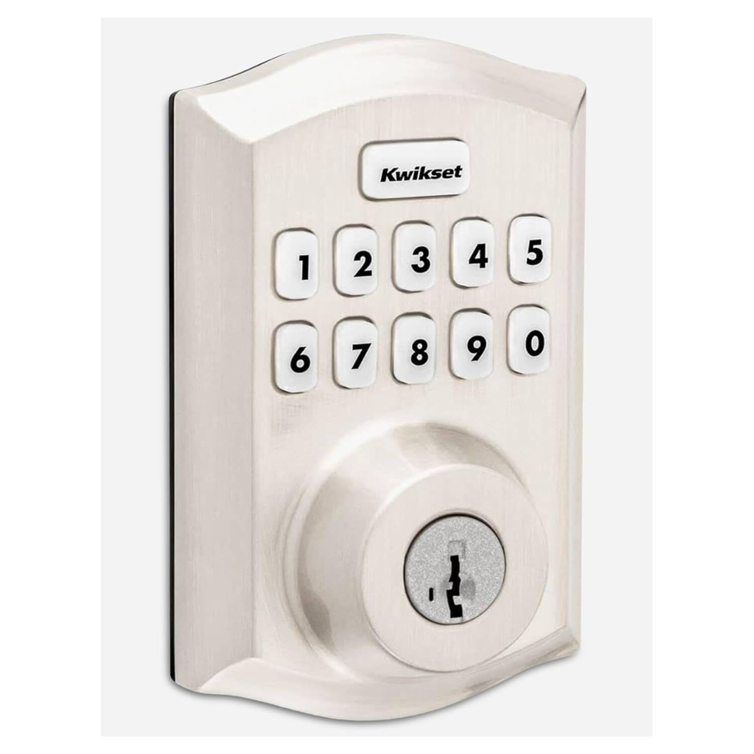 Angle. Kwikset - Home Connect 620 Smart Lock Deadbolt with Z-Wave Technology 98690-001 - Satin Nickel.
