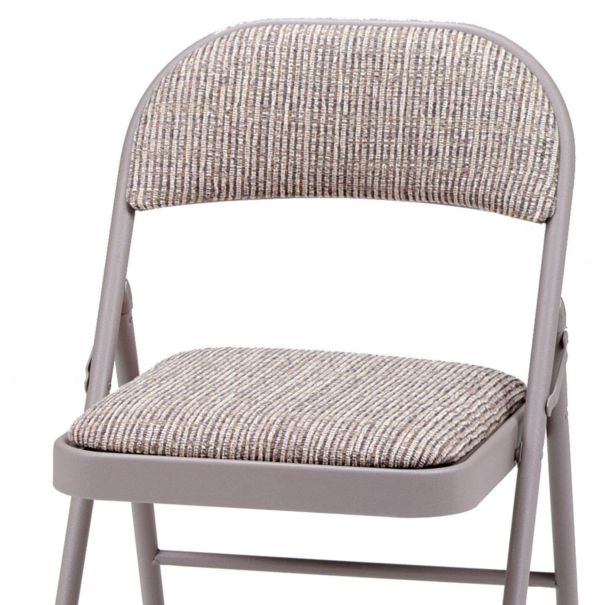 Alt View 5. MECO - MECO Sudden Comfort Deluxe Fabric Padded Folding Chair Set, Chicory Lace(4 Pack) - Beige.