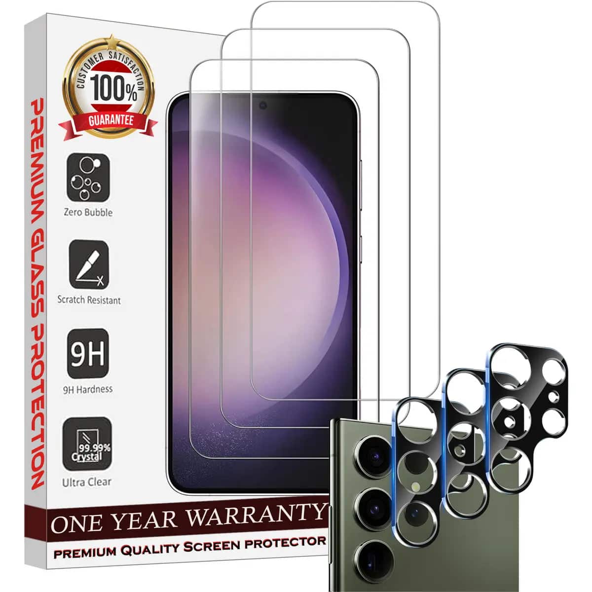 Entronix - Clear Screen Protector & Camera Lens Protector Compatible with Galaxy S21 Ultra - 6-Piece Combo - Transparent