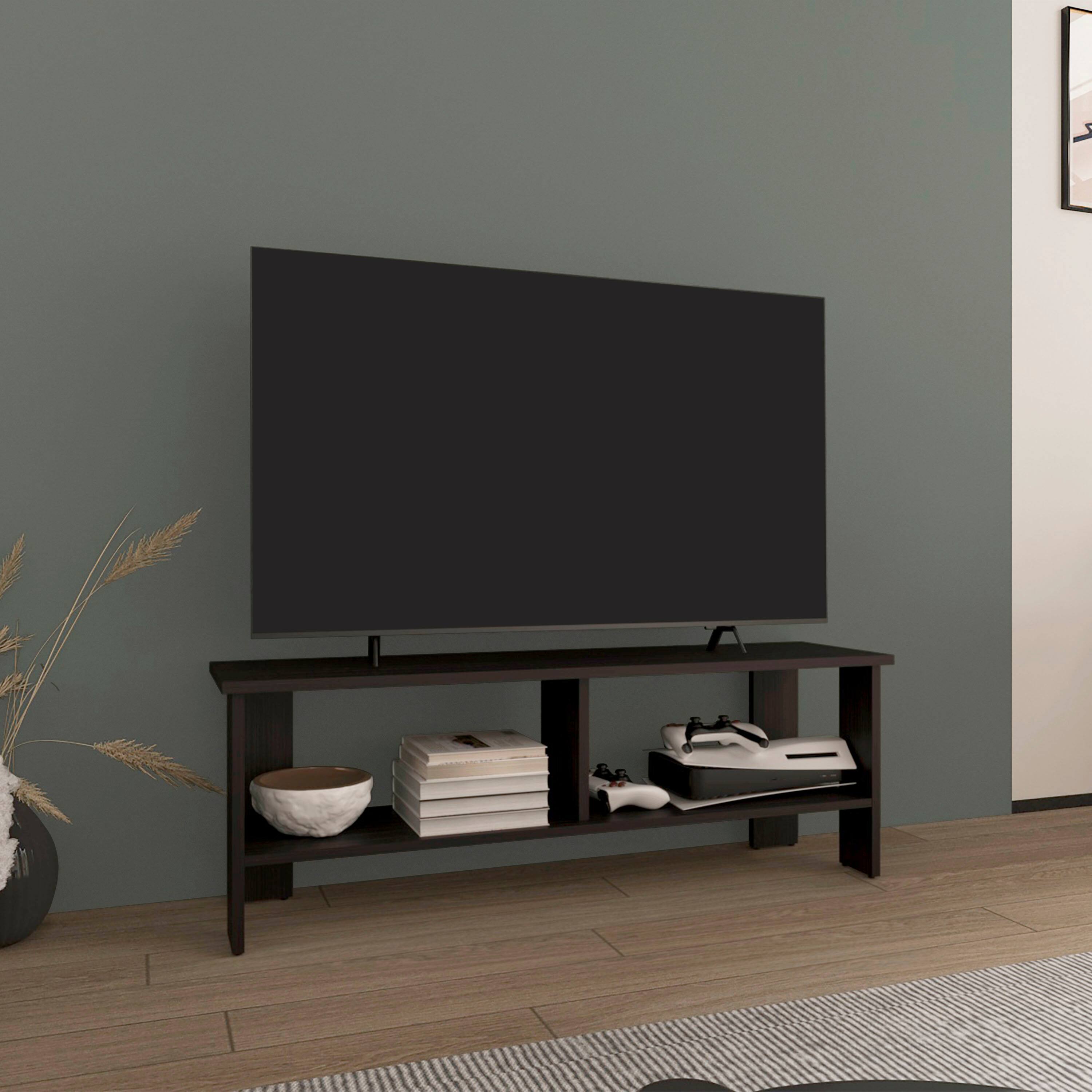 Angle. Spaco - Spaco Modern TV Stand for 55-65 Inch TVs with 2 Open Shelves, Space Saving Design for Small Spaces Living Room - Black.