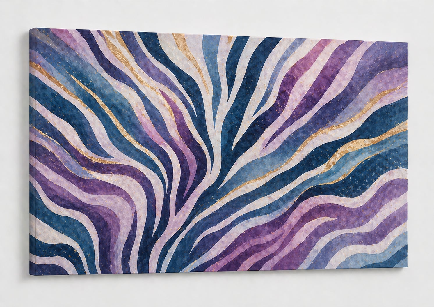 FC Design - Large Canvas 24x36" Abstract Zebra Pattern Blue Purple Art Painting Home Wall Décor - MultiColor