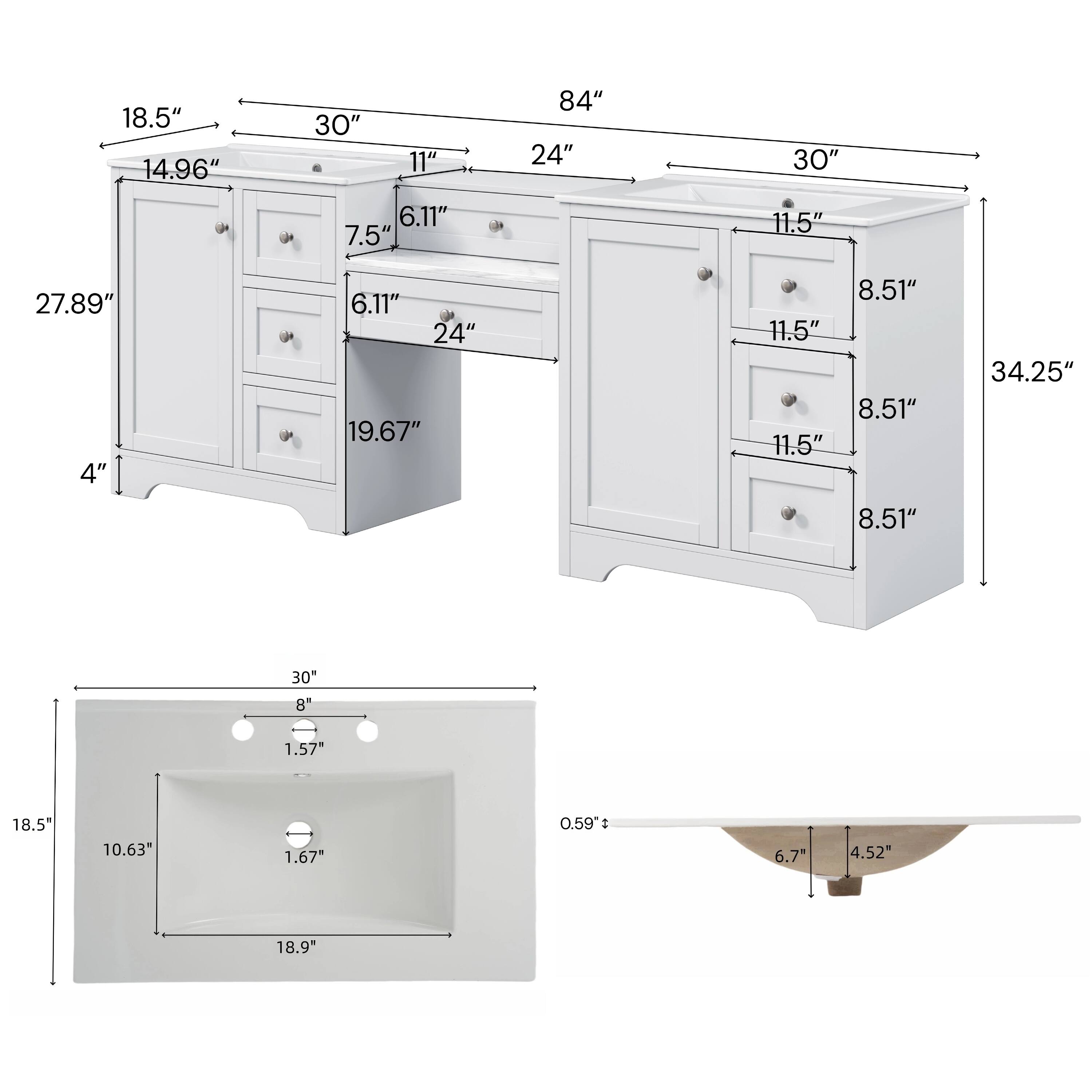 - 18.5"
- 14.96"
- 30"
- 11"
- 27.89"
- 4"
- 6.11"
- 7.5"
- 19.67"
- 11.5"
- 84"
- 30"
- 11.5"
- 8.51"
- 34.25"
- 8.51"
- 30"
- 8"
- 1.57"
- 10.63"
- 1.67"
- 0.59"
- 6.7"
- 4.52"
- 18.9"