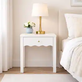 Loheer - Nightstand with Drawer, Modern Bedside Table for Bedroom - White