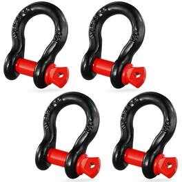 VEVOR - 1/2" D-Ring Shackle, 4 Pack Alloy Steel Shackles 17637 lbs (8 Ton) Break Strength with 5/8" Screw Pin - Black,red