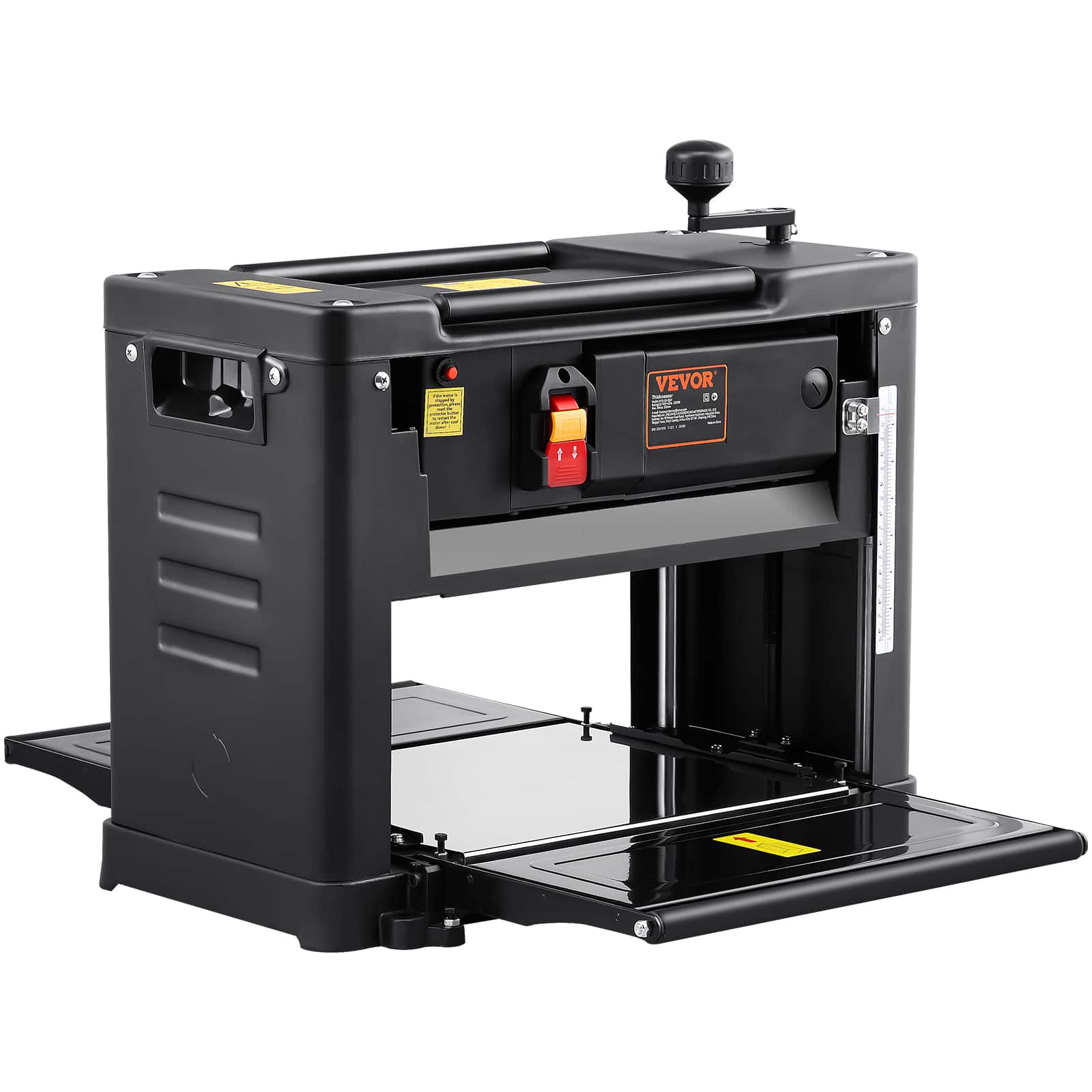 VEVOR - Thickness Planer, Single Speed, 13" Width Worktable Benchtop Planer,Two-Blade, 15-Amp 2000W Powerful Motor, 12" Extended - Black