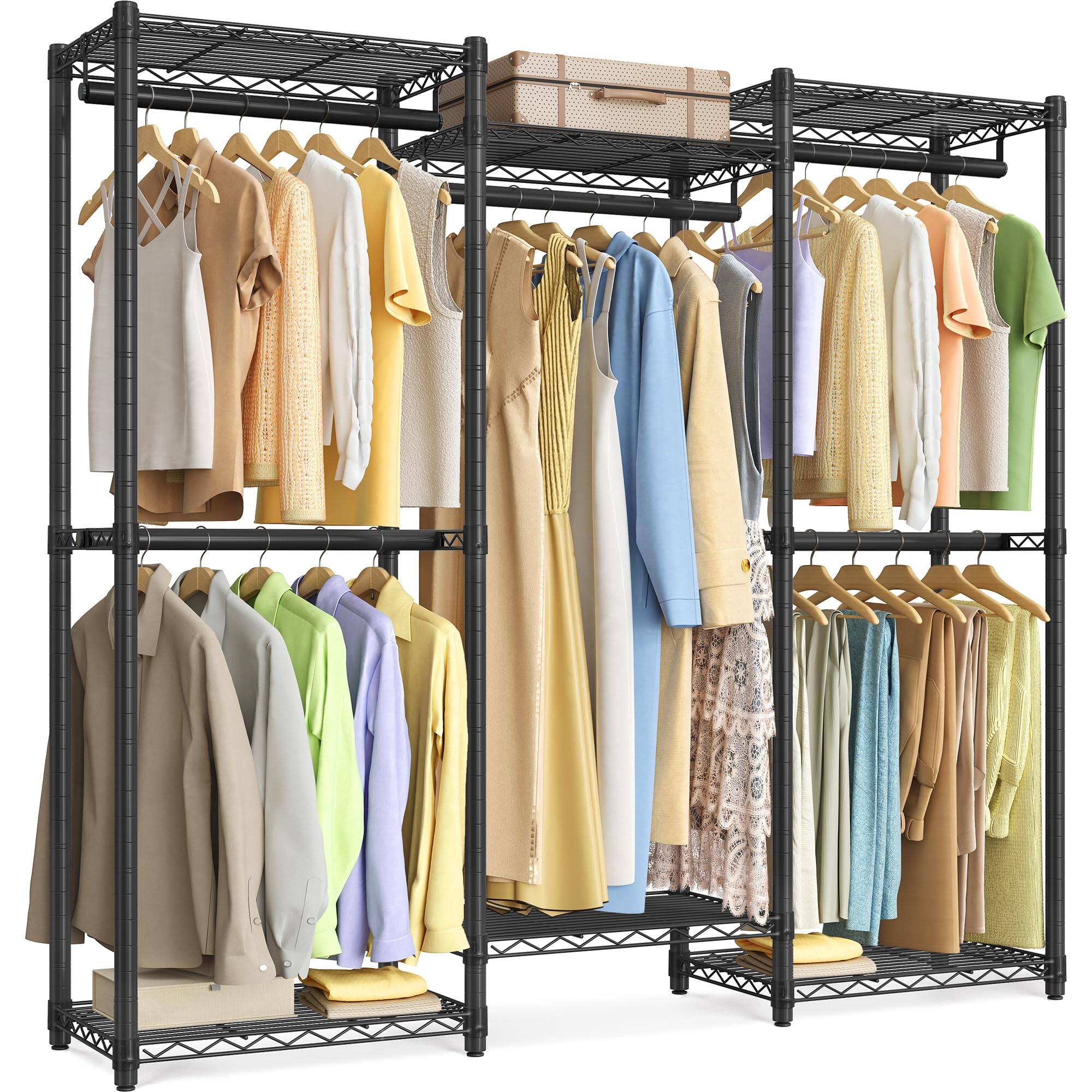 Front. ThinkLink Electronic - Heavy-duty Rolling Clothes Rack Garment Portable Closet 43.3-inch Wide Clothing On Wheels With Adjustable - Small 3-Row.