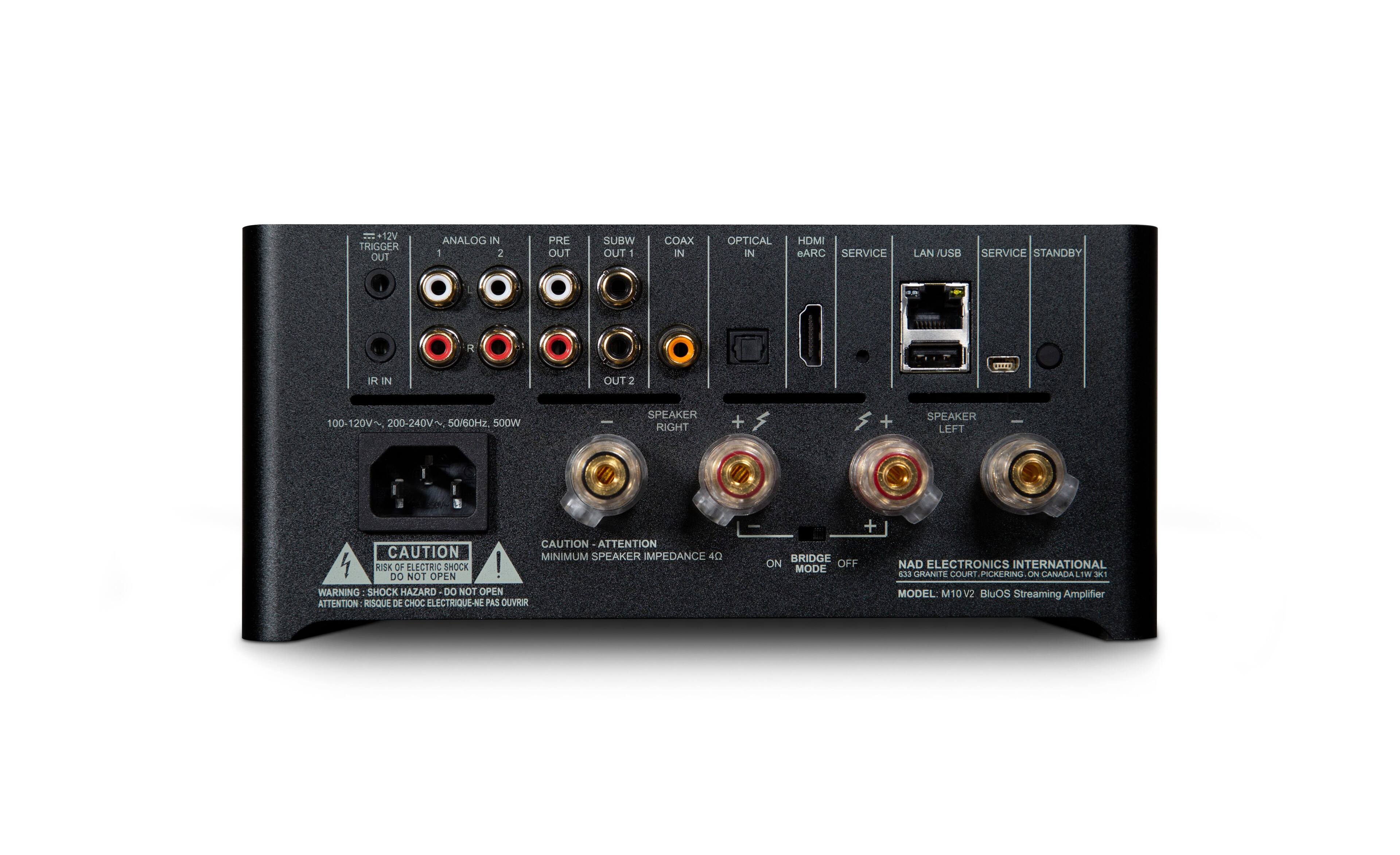 Back. NAD - M10 V2 100W 4.2Ch BluOS Streaming/Hybrid Digital nCore Amplifier - Black.