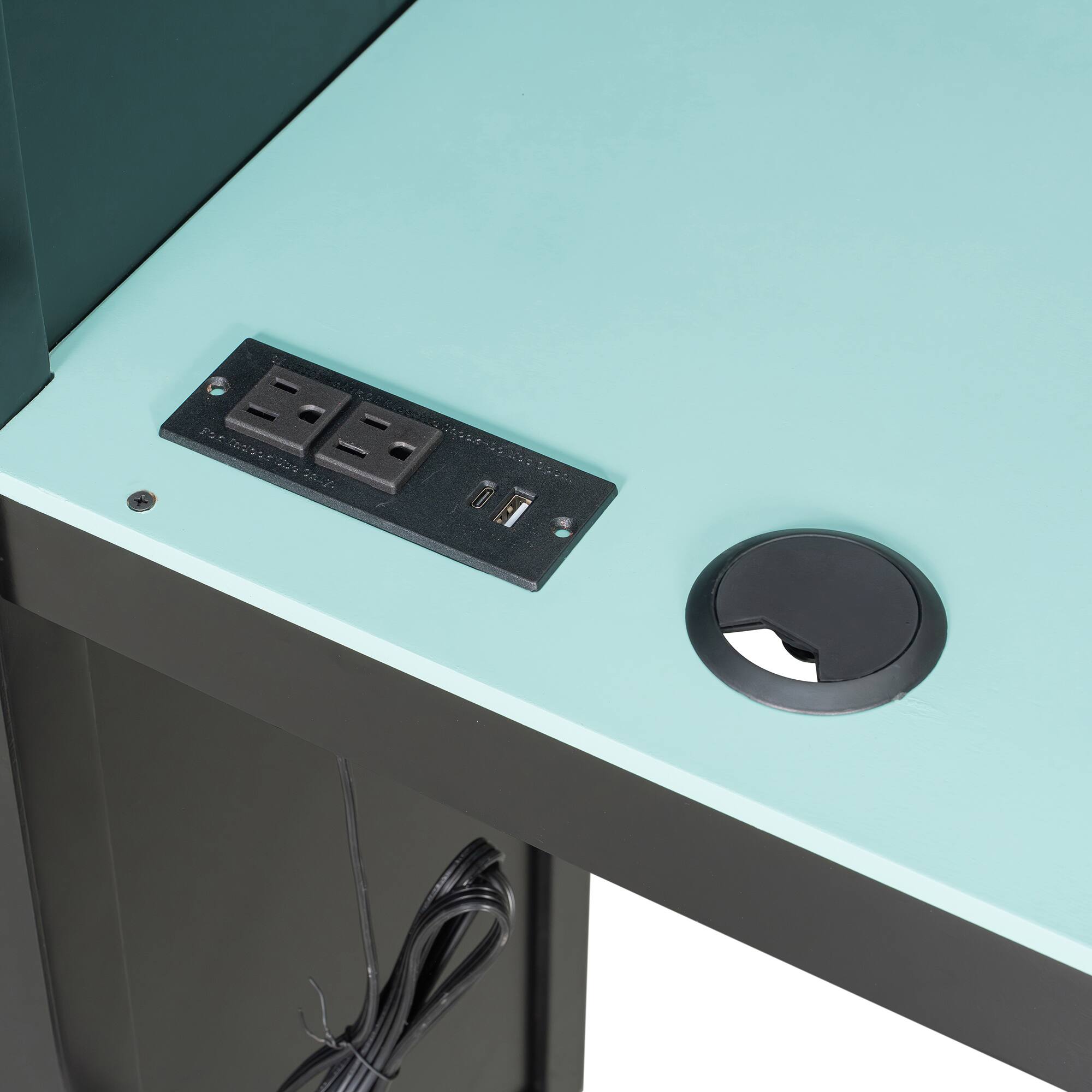 Alt View 7. Anysun - L-Shaped Twin Gaming Bed Frame - RGB LED Lights, USB Ports, TV Stand & Storage Shelves, Reversible Space-Saving Design - Blue.