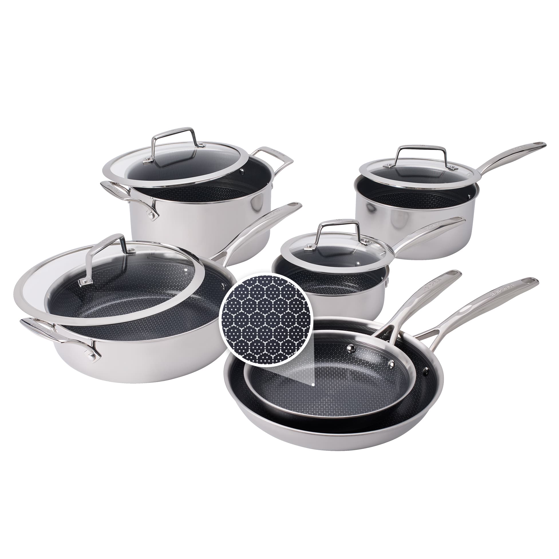 Henckels - Paradigm Ceramic 10-pc Dual Performance Cookware Set - Stainless Steel
