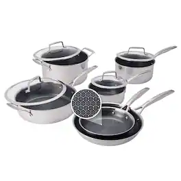 Henckels - Paradigm Ceramic 10-pc Dual Performance Cookware Set - Stainless Steel