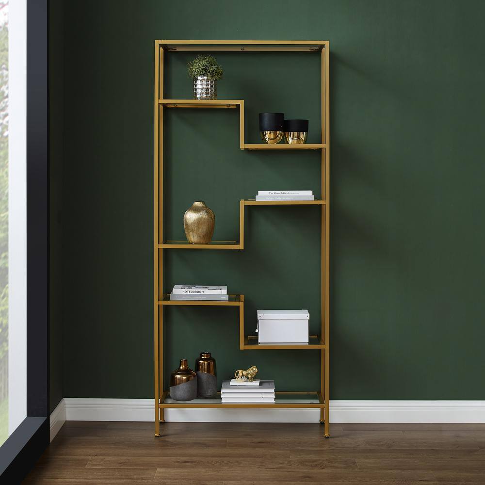 Alt View 5. Crosley Furniture - Sloane Etagere Bookcase - Gold.