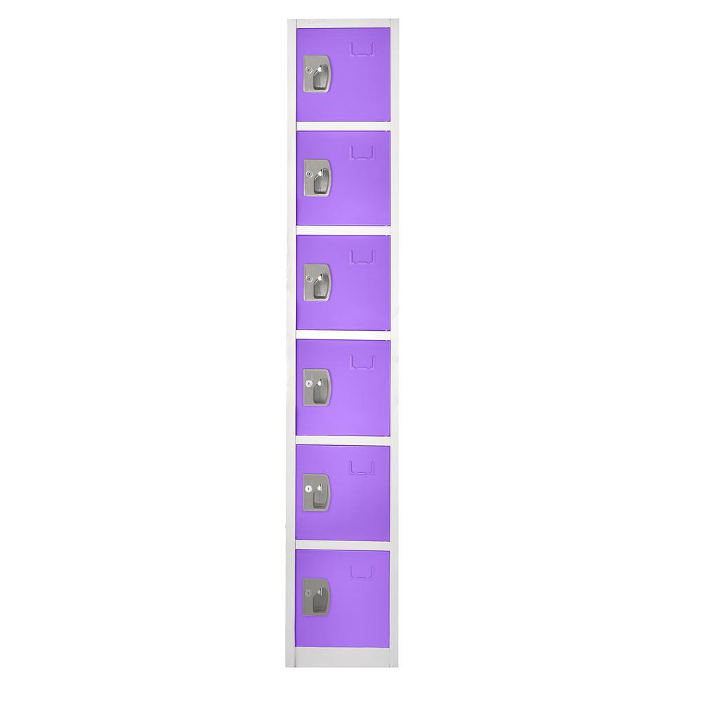 Angle. AdirOffice - Storage Locker 629-Series 72" H 6-Tier Steel Key Lock 6-Shelf Locker with Key Lock - Purple.