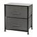 Front. Alamont Home - 2 Drawer Wood Top Nightstand Storage Organizer with Cast Iron Frame and Dark Easy Pull Fabric Drawers - Black/Gray.