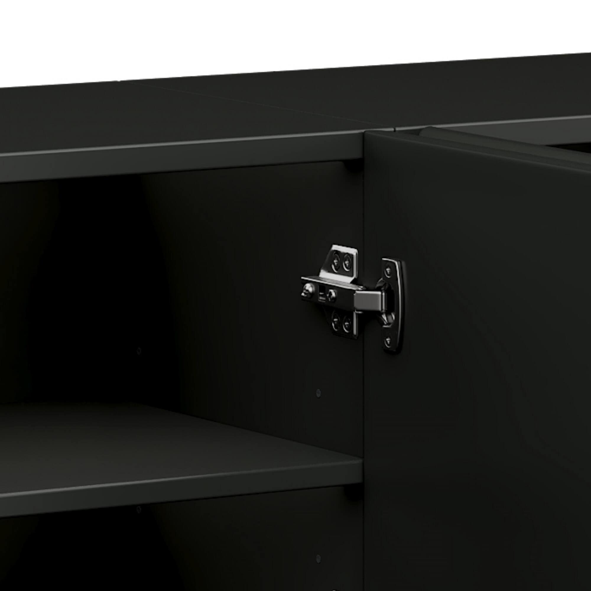 Alt View 5. CheryLife - 70.8 in. Black Cream Style TV Stand with 4 Cabinets and Adjustable Shelves for TVs Up to 75" - Black.