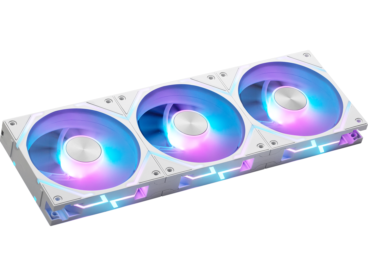 Alt View 2. MSI - MSI MPG EZ120 ARGB White Fan - 120mm, Magnetic Connector, Daisy-Chain, Fluid Bearing, 3 Pack - White.