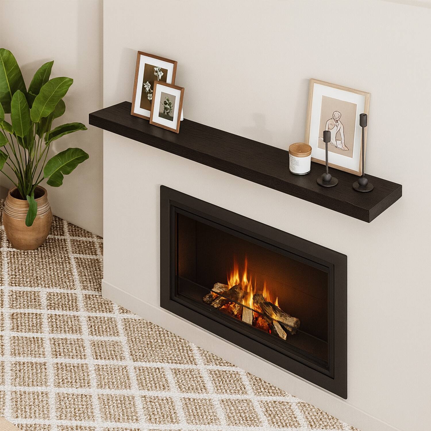 Alt View 3. BOMEDA - Floating Shelves for Wall, Bathroom Shelves Over Toilet, Wooden Wall Mounted Shelf for Room Storage, 48x7x1.5 in, 1 Pack - Black.