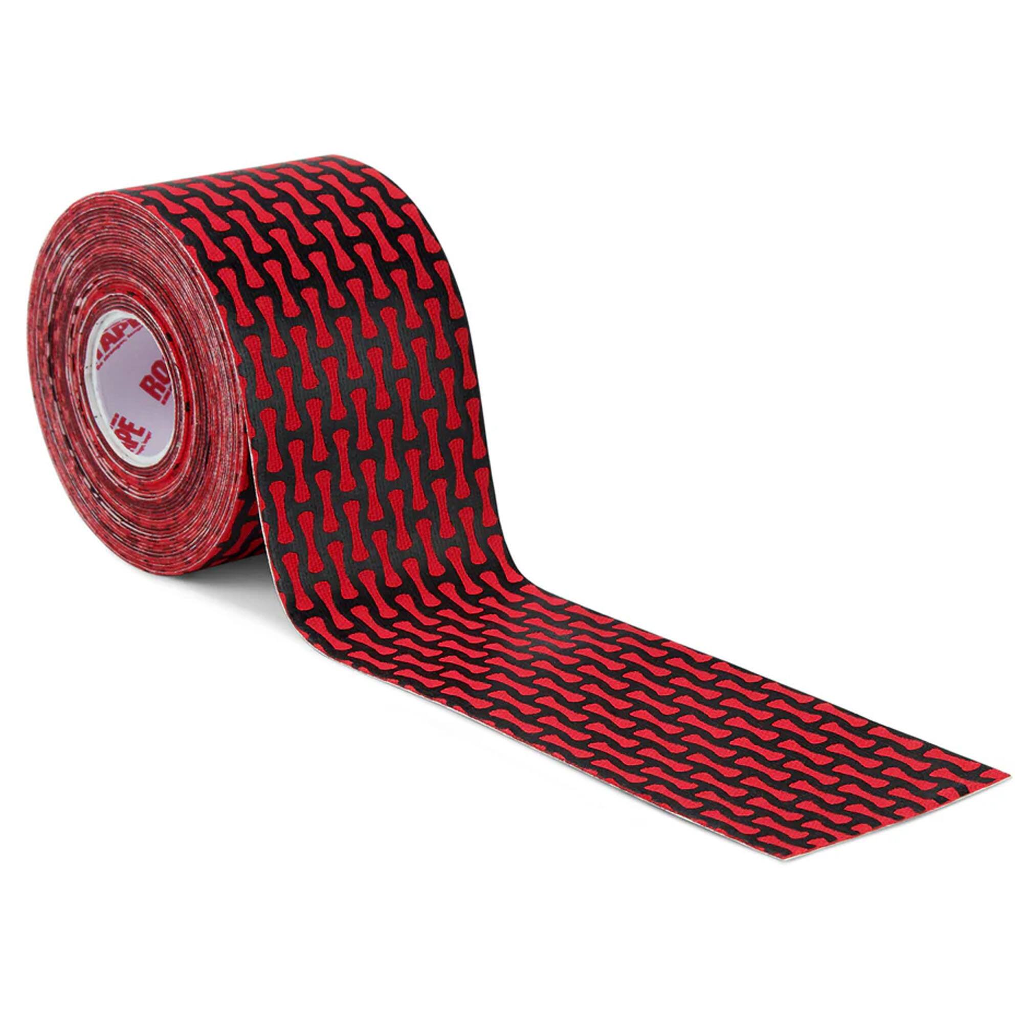 Front. RockTape - RockTape Rheon Kinesiology Tape, 20 Pre-Cut Piece of 10 " Tape, Red/Black - Black.