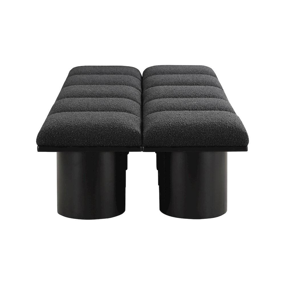 Left. Meridian Furniture - Pavilion Black Boucle Fabric Bench - Black Boucle Fabric.