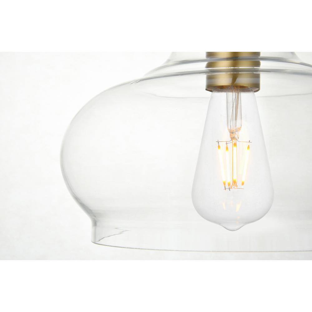 Back. Living District - Destry 1 Light Brass Pendant With Clear Glass - Brass And Clear.