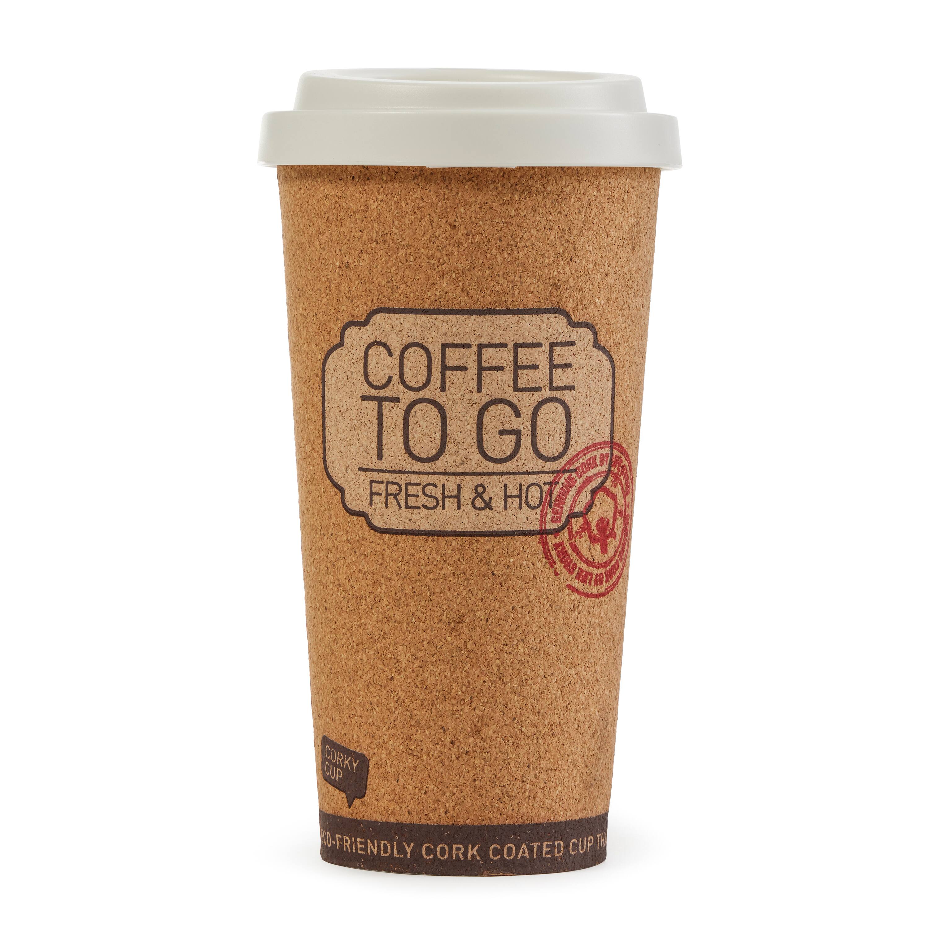 COFFEE TO GO  
FRESH & HOT  
CORKY CUP  
CO-FRIENDLY CORK COATED CUP
