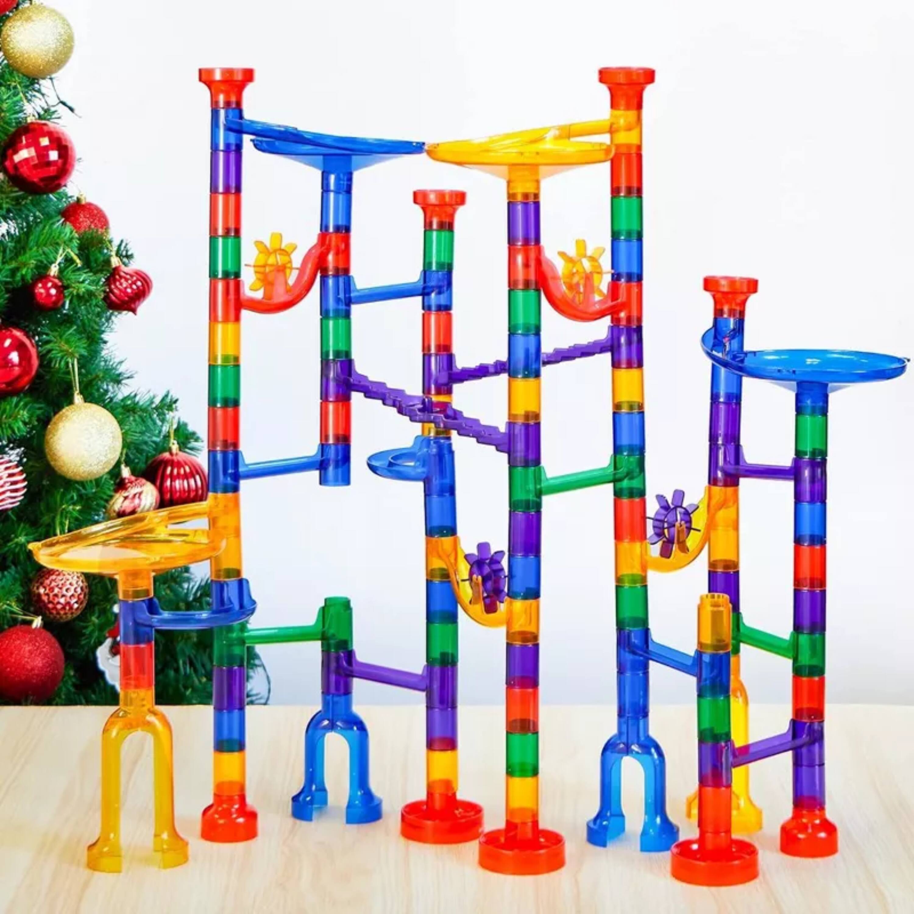 Angle. Joyfy - 150Pcs Glowing Marble Run- Construction Building Blocks Toys , STEM Educational Building Block Toy Gifts for Boys Girls - colorful.