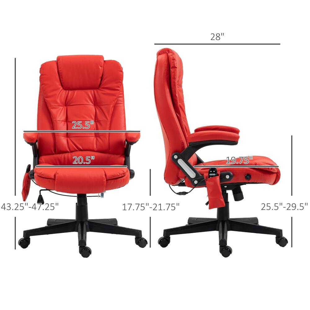 Loheer Heated Massage Office Chair Reclining Computer Chair with 6 ...
