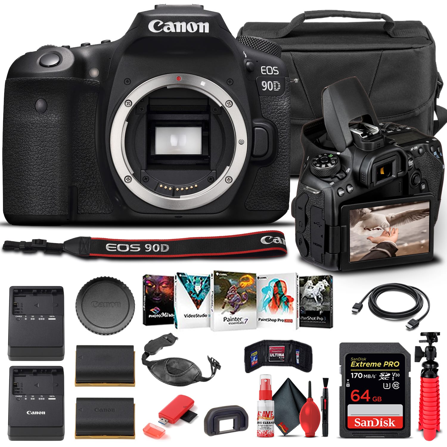 Canon - EOS 90D DSLR Camera Body Only 3616C002 Basic Bundle (International Version)