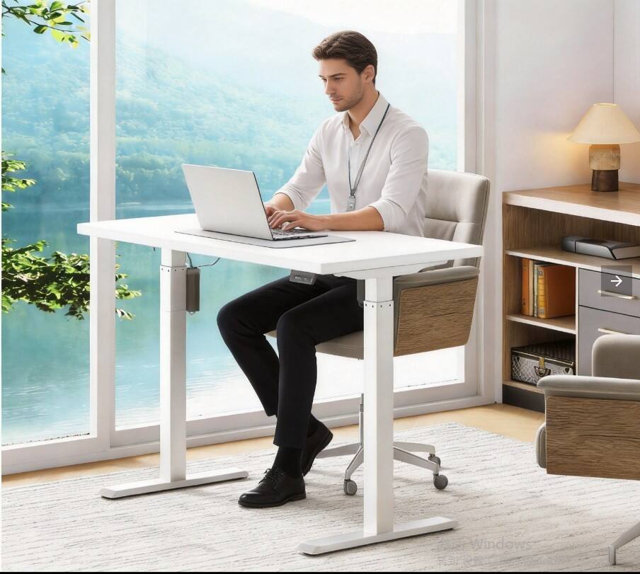 Alt View 5. ModernMate - 47" Electric Standing Desk, Height Adjustable Stand Up Desk with Digital Control, Home Office Desk, White - White.